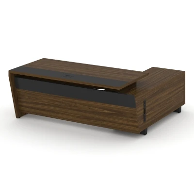 Корнер/Corner Стол руководителя с тумбой COR.SRT-20 (L) Орех Лоренцо/Графит/Металл Графит 2000*1800*750